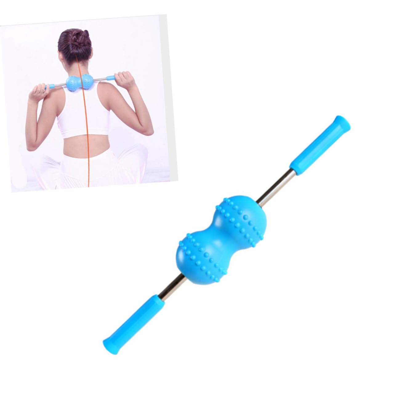 Rouleau de Massage Nuque à Double Balle Bleu en Plastique