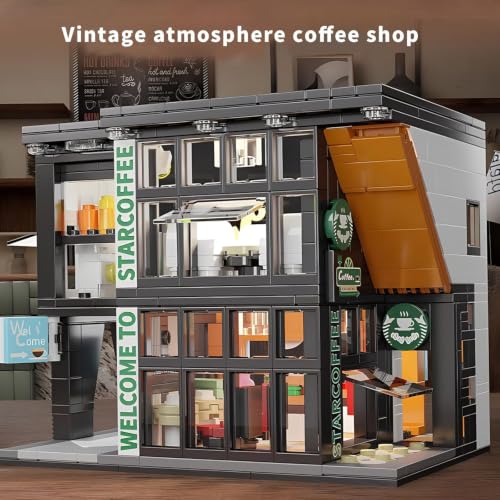 Image of SKY LINE OCEAN Coffee Shop Building Block Set, 581+ PCS City Street View Architecture Model Toy, Creative Construction Kit, Birthday Gift for Kids, Teens & Adults Ages 6+ | 5 Year Structural Warranty