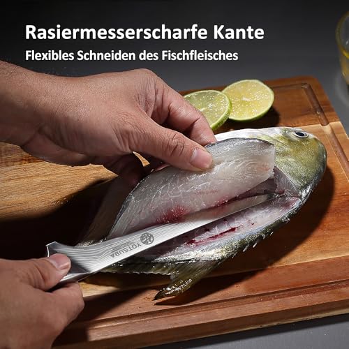 YOTSUBA Filetiermesser 18cm, Profi Fischmesser mit Rosenholzgriff – Ansicht 5