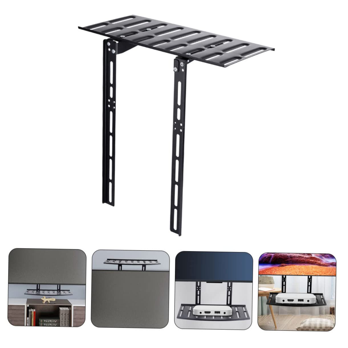 Gatuida Support de Rangement Mural en Acier Noir pour Routeur, sans Perçage