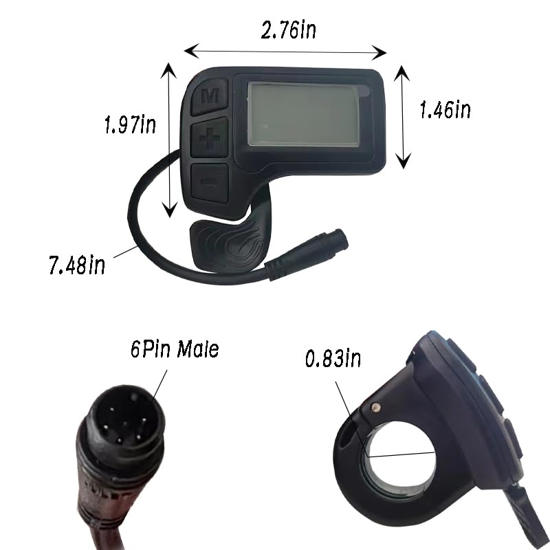 Elektrofahrrad LCD Display, DC 24V 36V 48V E-Bike LCD Display mit 6 Pins Ersatzdisplay Elektrofahrrad LCD Display, DC 24V 36V 48V E-Bike LCD Display mit 6 Pins Ersatzdisplay