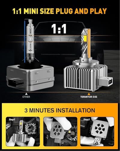 Image of Termitor D3S Light Bulb, 80,000LM 6500K | IP68 Waterproof, 1:1 OEM Direct Fit, Long Durability, 1000% Brighter D3S Light for Fog Use, Pack of 2