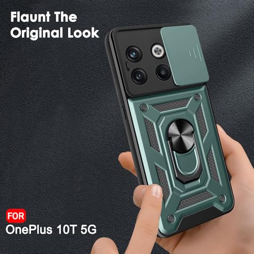 Image of TheGiftKart Tough Armor Bumper Back Cover Case for OnePlus 10T 5G | Sliding Camera Cover, Kickstand & Ring Holder | 360 Degree Protection Back Cover Case for OnePlus 10T 5G (PC & TPU, Blue)