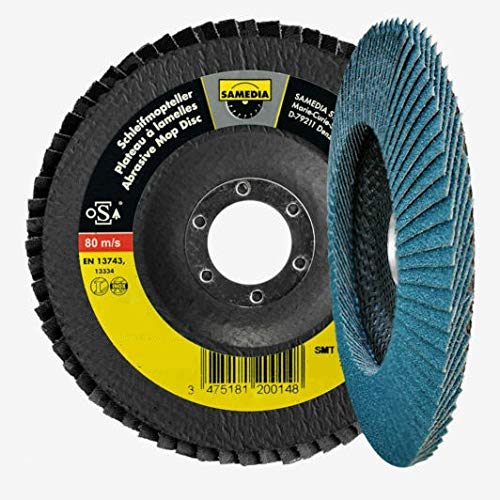 Samedia - Disco smerigliatore SMT, 10 pezzi, dischi lamellari assortiti Taglie, Ø 115 mm / K60