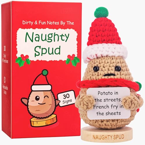 White Elephant Dirty Santa Gifts for Adults - Naughty Crochet Potato With 30 Funny Signs | Secret Santa Gag Gift Idea for Best Friends, Men, Women, Coworkers | Funny Stocking Stuffers