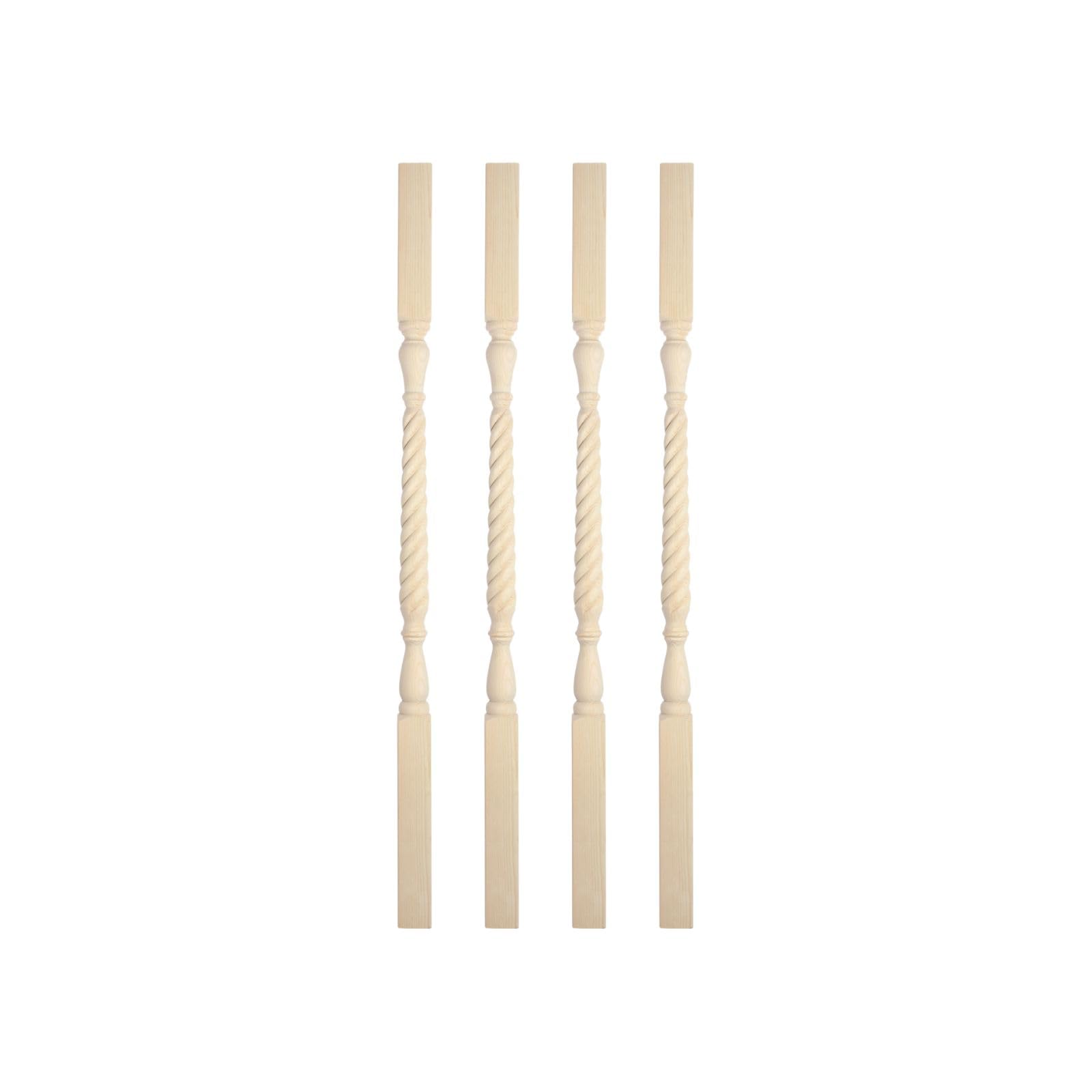 Jackson Woodturners Pine Barley Twist Stair Spindle – Classic Traditional Old-Fashioned Staircase Design, Pine, 900mm x 41mm - Pack of 4