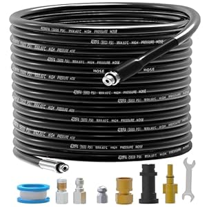 20M High Pressure Drain Pipe Hose Cleaning Kit for Karcher K2-K7 Series,Replacement Washer Hose with Jet Nozzle and Rotating Jet Nozzle 3 Adapters Replacement for Bosch Suitable for Cleaning