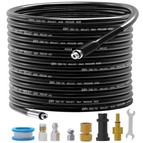 20M High Pressure Drain Pipe Hose Cleaning Kit for Karcher K2-K7 Series,Replacement Washer Hose with Jet Nozzle and Rotating Jet Nozzle 3 Adapters Replacement for Bosch Suitable for Cleaning