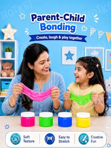 Image of HOTKEI Pack of 12 Neon Colored Slime Multicolor Fruit Scented DIY Toy Slimy Slime Gel Jelly Putty Set Art kit Toys Birthday Gift for Boys Girls Kids 3 to 10 Years 600 gm