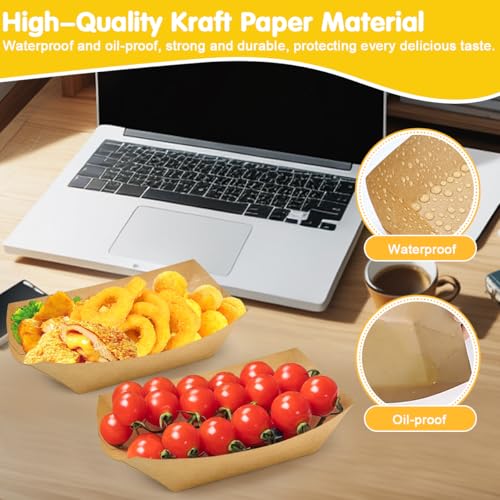Barquettes en carton kraft jetables pour frites et collations | Lot de 50