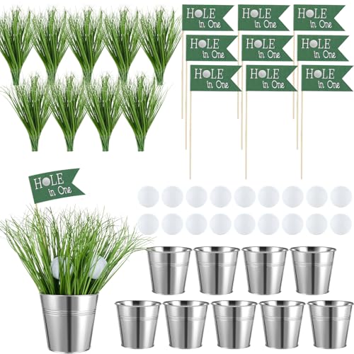 9 Sets 171 PCS Golf Table Centerpiece Decorations Golf Party Supplies Including 9 Iron Buckets 135 Artificial Grass 18 Mini Golf Balls + 9 Flags for Golfers Sport Themed Birthday Party Decor