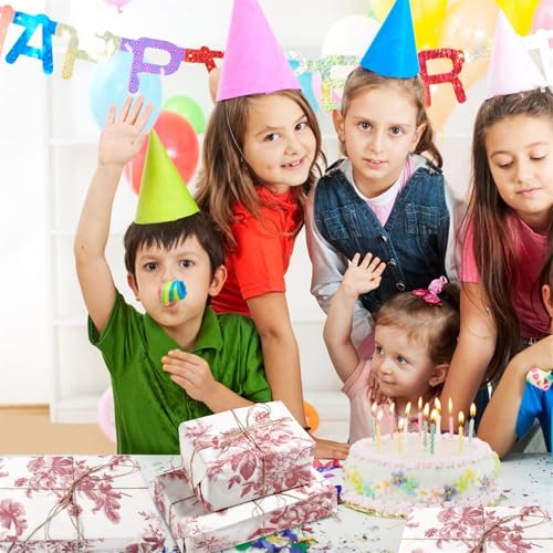 30 Stück Geschenkpapier Seidenpapier, 35 x 50 cm Verpackungs-Seidenpapier Geschenkpapier Pfingstrosen-Seidenpapierbögen für Geschenktütenverpackungen Hochzeit Geburtstagsparty (Rot)