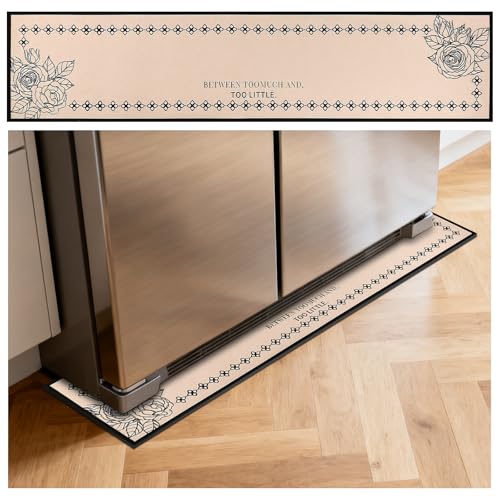 Image of Fridge Mat - 9.1 inch x 38.6 inchRefrigerator Mats with Water Absorbent, Leak-Proof Rubber Backing, Easy to Clean, Bohemian Design, Protect Floors from Spills (Rose)