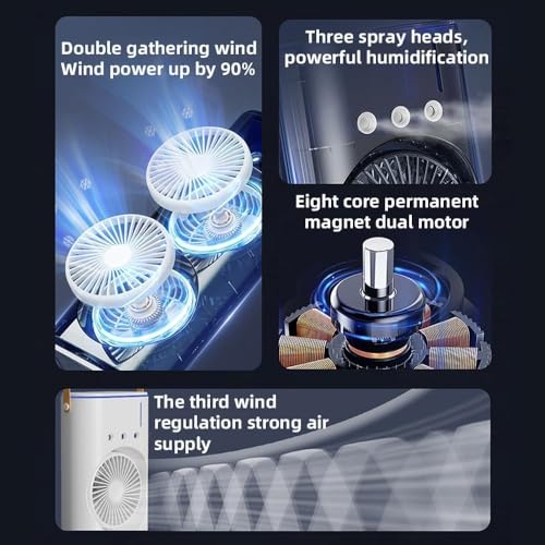 Image of Cooler for Room Cooling Mini AC Portable Mini Fan Cooler with 7 Colors LED Light, 1 /2 /3 H Timer, 3 Wind Speeds and 3 Spray Modes for Office,Home,Dorm,Travel