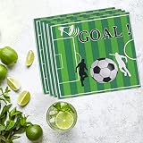 Dulousia Soccer Napkins, Green GOAL Shot Napkins, Disposable Paper Dinner Napkins for Soccer Theme P