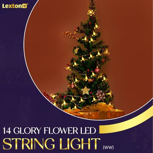 Image of Lexton Fairy 14 Glory Flower LED String Light | 14 LED, Plug Sourced, 4 Meter Long | Suitable for Diwali, Birthday, Festival, Wedding, Party, Lawn, Restaurants (Pack of 1, Warm White)