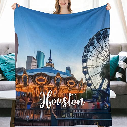 Couverture douce et chaude imprimée Houston avec flanelle double face