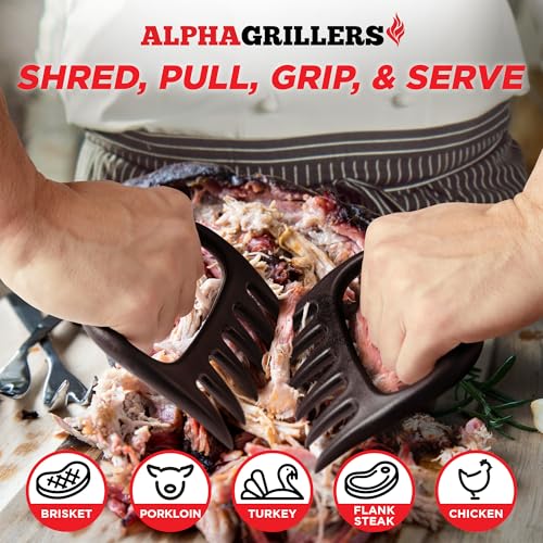 Alpha Grillers Meat Claws for Shredding & Meat Shredder Tool - Meat Shredder Claws & Bear Claws for Shredding Meat, Smoker Accessories for BBQ Gifts for Men & Stocking Stuffers for Men