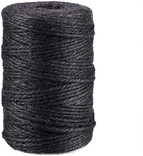 KINGLAKE 328 Feet Jute Twine Black Gift Twine String Durable Packing String for Gift Wrapping Arts & Crafts Decoration