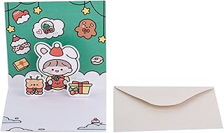 Tarjetas de felicitación 3D con sobre, tarjeta postal de bendición de dibujos animados para Navidad, cumpleaños, Año Nuevo
