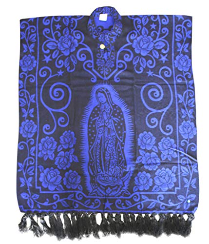 Del Mex Hand Woven Mexican Shawl Poncho Gaban Virgin Mary Maria Guadalupe