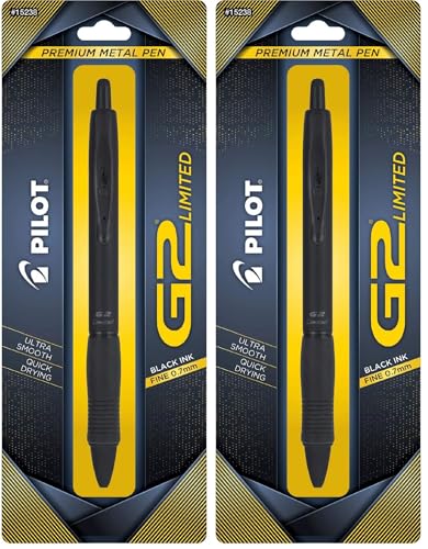 Image of PILOT G2 Limited Refillable & Retractable Rolling Ball Gel Pen, Fine Point, Matte Black Barrel, 0.7 mm, Black Ink, Single Pen (Pack of 2)