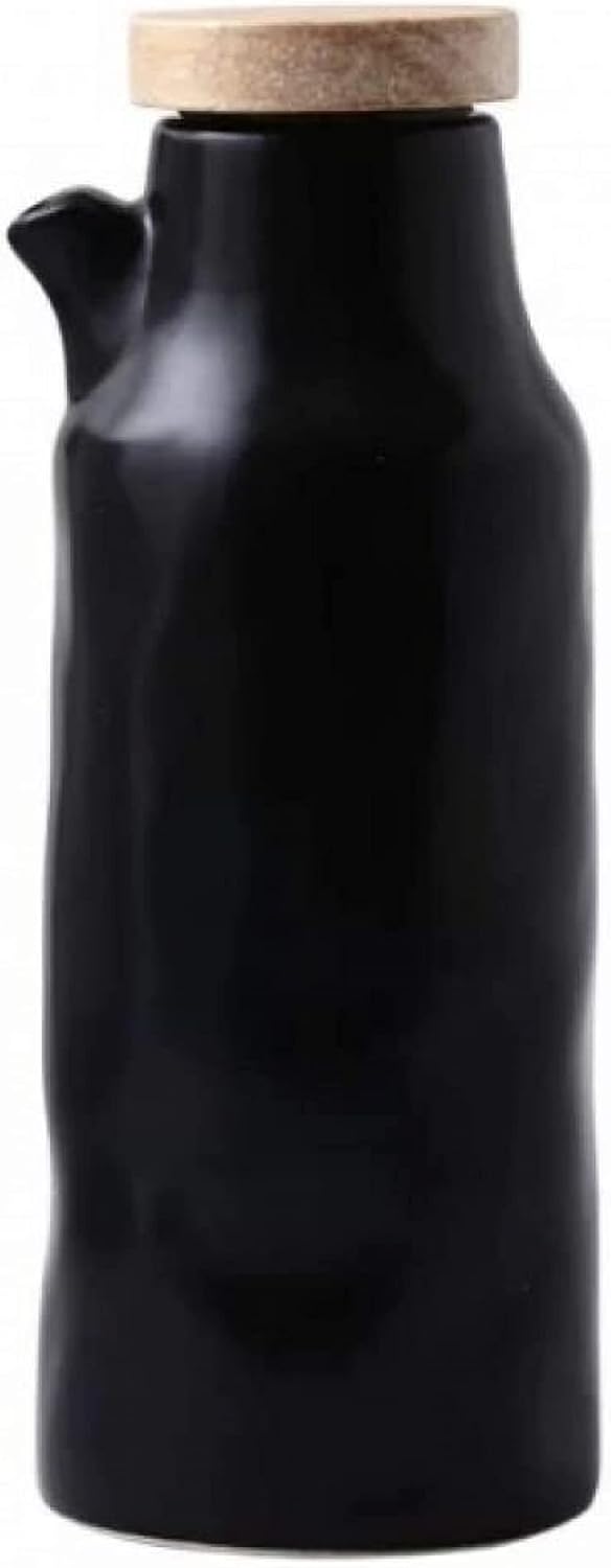 qiuqiu Olive Oil Bottle Sprayer, Porcelain Olive Oil Dispenser, Dressing Dispenser, Kitchen Utensils Olive Oil or Vinegar Dispenser-Black