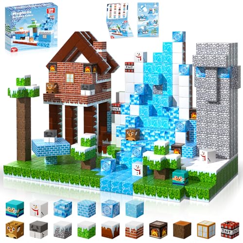ToyUnited Magnetic Blocks - 100PCS Magnetic Building Blocks Glacier Castle, STEM Montessori Sensory Toys for Toddlers Kids Boys Girls Ages 3 4 5 6 7 8 9 10+ Holiday Birthday Gifts - image 7