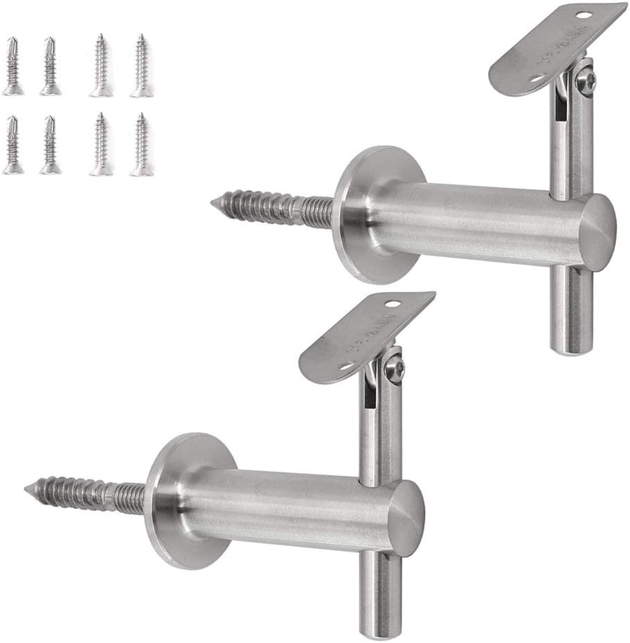 Stainless Steel 316 Grade Wall Mount Adjustable Staircase Handrail Bracket for 1-1/2 or 1-5/8 OD Top Tubing, WB-242 (2-Pack, Satin Finish)