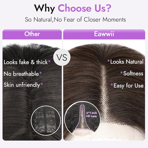 Image of Eawwii Wigs for Women Ombre Ash Brown Blonde,Short Wavy Synthetic Lace Wig | Glueless 4x1 Lace Hairline with Platinum Blonde, Heat-Resistant Fiber,Bob Wave Style,Natural Appearance for Everyday14 Inch