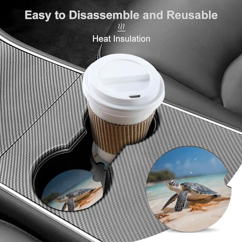 Portavasos para auto con diseño Tortuga marina 2.6" 2 piezas miniatura 4