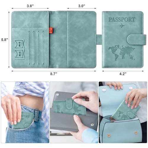 Image of Eoehro Passport Holder for Travel Essentials, Passport Wallet Cover Case for Travel Must Haves Accessories,Passport Book Holders for Women and Men(light blue)
