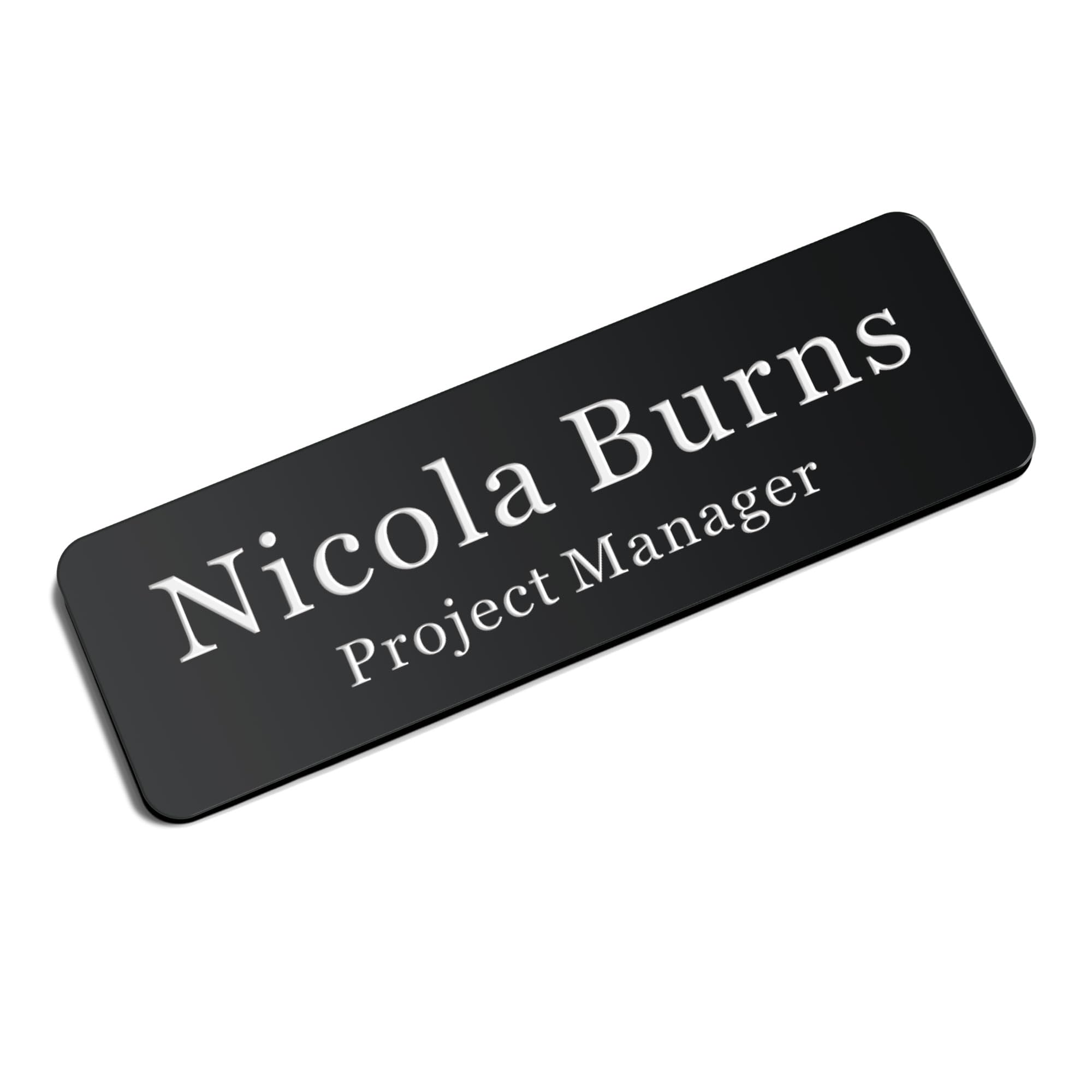 Personalised Name Badges Custom Name Badges for Work Laser Engraved Name Tags Hello My Name is Badge for School Teacher Kids Business Work Lable Sign Employee Name Plate (Black, Design 1)