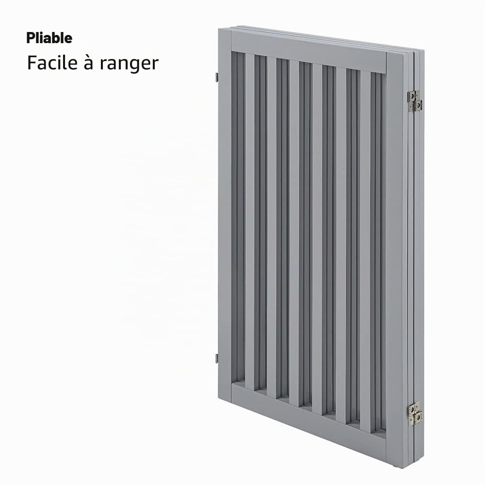 unipaws Barrière pour Chien, Barrière de sécurité barrière modulable Pliable pour Animaux de Compagnie, 91H cm 4 Panneaux, Gris Clair