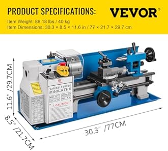 VEVOR Metal Lathe 7x14inch Precision Bench Top Mini Metal Lathe 550W Precision Metal Lathe Variable Speed 50-2500 RPM Nylon Gear with A Movable Lamp