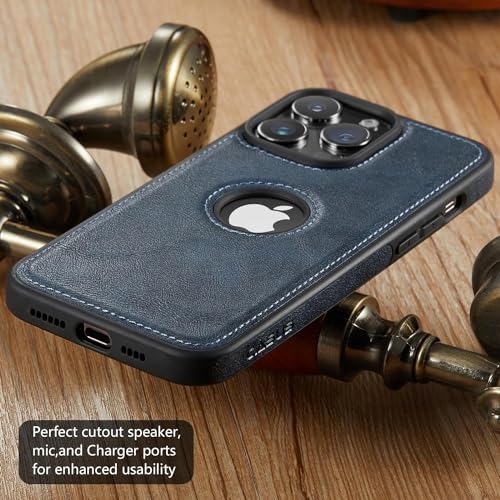 Sibada Lederen hoes voor iPhone 15 Pro Max mobiele telefoonhoesjes logo zichtbaar premium leer klassiek luxe elegante dunne iPhone 15promax hoes (2023) 6,7 inch - marineblauw - Afbeelding 6