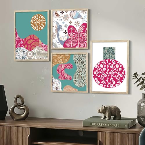Image of Kalit Kala Decor Paintings for wall decoration with frame | Leaf Nature Paintings for living room, bedroom | Set of 4 (Art 1, Big (13x17 or 13x13))