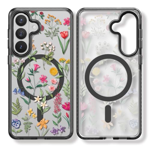 Rosarnnah for Samsung Galaxy S26 Case Aesthetic Black, Nature Flower