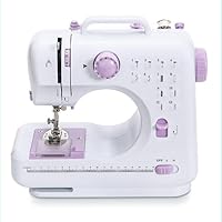 Mini Nähmaschine - 12 Stiche Elektrische Tragbare Nähmaschine mit Eingebautem LED-Licht und Fußpedal, Multifunktionsnähmaschine Haushaltsnähmaschine Doppellinien-Rückwärtsstich für Anfänger/Kinder