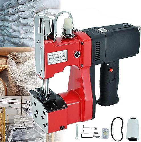 YAOJIA Máquina de Cierre de Bolsas de Velocidad Ajustable for Bolsas de arroz, Sacos, Tejidos, Papel y plástico.(Red)