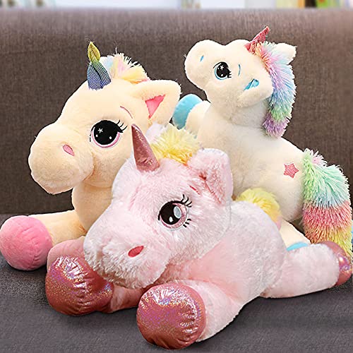 Lindo Juguetes De Peluche De Unicornio Arcoíris Kawaii Almohada De Unicornio Muñeca De Animales De Dibujos Animados De Peluche Muñeca De Apaciguamiento De Bebé para Niños Regalo 80cm Blanco
