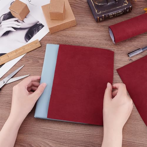 OLYCRAFT 100x43cm Dunkelroter Bucheinbandstoff Bucheinband Aus Wildlederimitat Mit Papierrückseite Dicht Gewebter Bucheinband Für Buchbindung Scrapbooking Geschenkbox Basteln