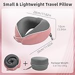Memory Foam Travel Neck Pillow - with Portable Storage Case, 360° Ergonomic Support for Airplanes & Office, Compact & Portable (Pink) - Image 5