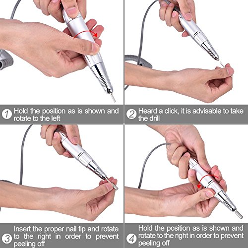 30000 Rpm Nail File Drill Machine, Portable Nail Drill E File Machine For Acrylic Nails Rechargeable Polishing Buffer Smooth Nails Device Tool Set Nail Filer For Home Salon Manicure Tools (White) #TOP3