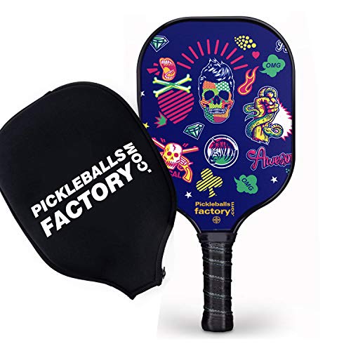 Pickleball Paddle, Pickleball Paddles, Pickleballs, Pickleball Paddles Graphite, Pickleball Racket, Skull Pickle Ball Paddle with Pickleball Paddle Cover Indoor and Outdoor