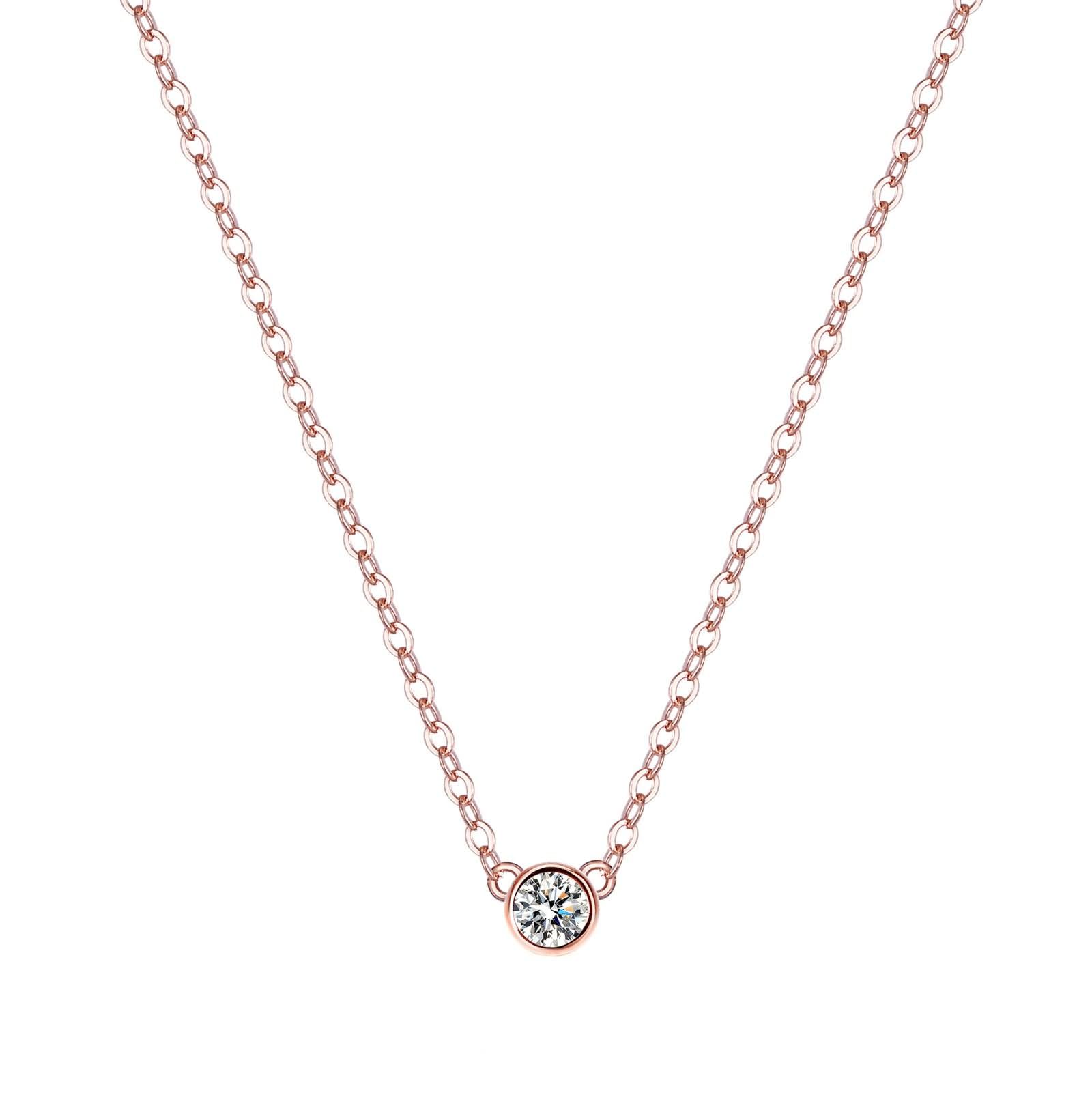 Collar de oro blanco para mujer, colgante solitario con colgante redondo de moissanita de 0,1 quilates, collares de 9 K, 14 y 18 quilates