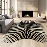 Alfombra de piel de vaca de alta calidad: la alfombra de vaca está hecha con tela de terciopelo de cristal de pelo bajo, súper suave, acogedora y respetuosa con los animales. Diseñada con patrones naturales claros y colores vivos, hace que le gusten las pieles de vaca reales, se integra fácilmente en la habitación.
