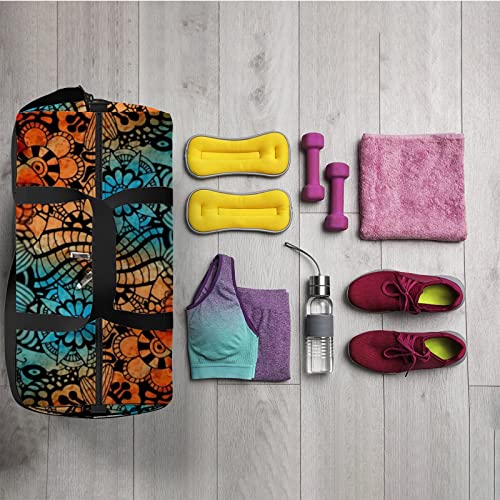 Bolsa de viagem grande para homens e mulheres, bolsa de viagem com flores abstratas, bolsa de viagem