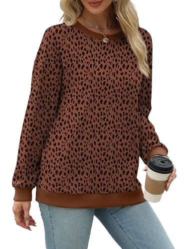 Image of Saloogoe Sweatshirts for Women Crewneck Long Sleeve Loose Fit Tops Color Block Ribbed Trim Fashion 2025