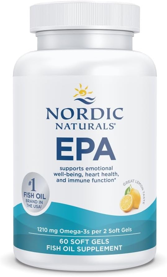Nordic Naturals EPA Xtra | 1640 Mg Omega-3 Fish Oil With EPA & DHA Supplement | High-Intensity Omega EPA Supplement | Promotes Mood, Heart Health & Immune Function | 60 Lemon Flavour Fish Oil Softgels